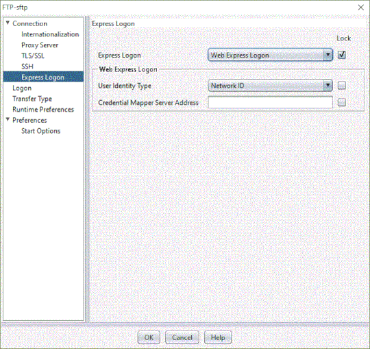FTP Express Logon session properties